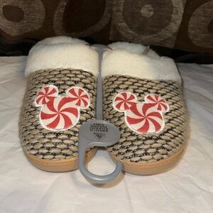 DisneyParks Christmas/Holiday Peppermint Mickey Mouse Slippers M7/W9.  UNISEX